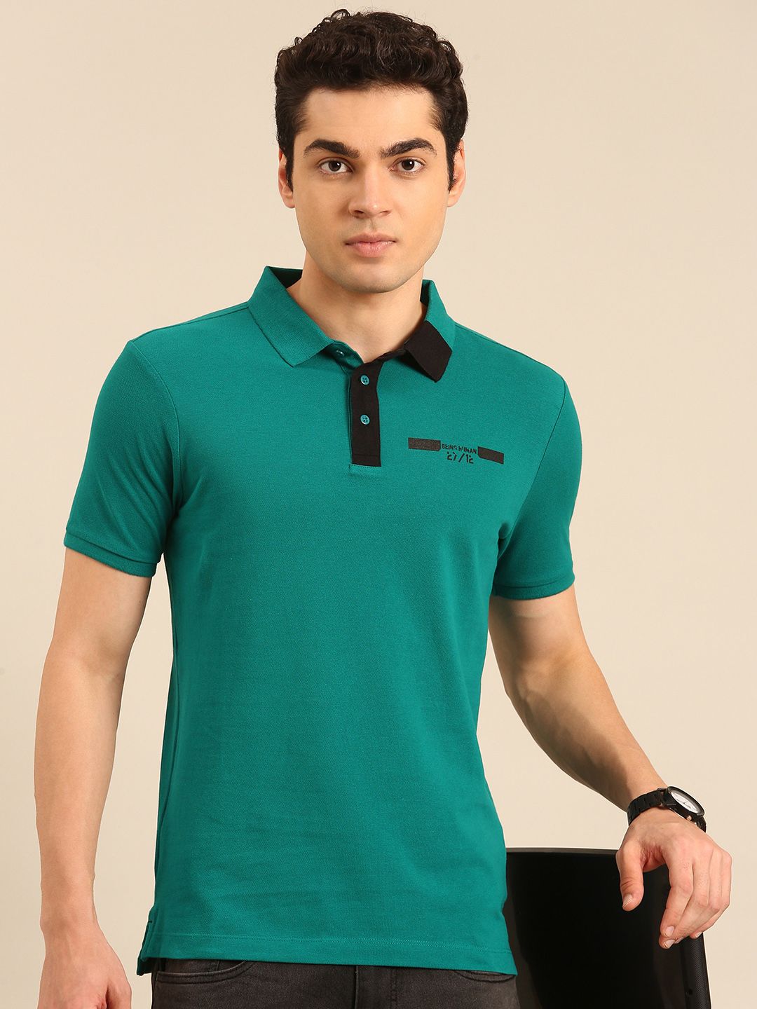 Being Human Polo Collar Pure Cotton T-shirt