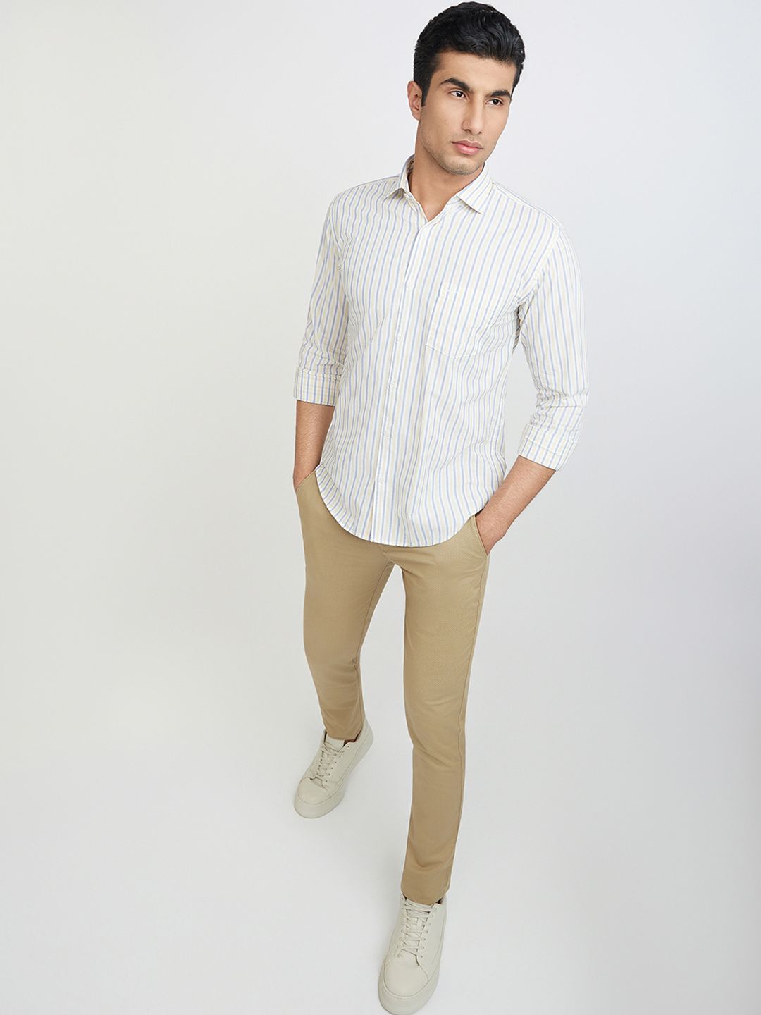 Park Avenue Men Slim Fit Vertical Stripes Opaque Pure Cotton Casual Shirt