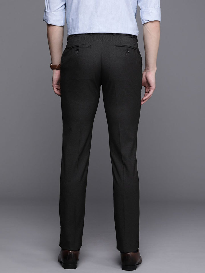 Raymond Men Self Design Mid-Rise Textured Slim Fit Formal Trousers