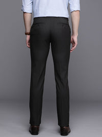 Raymond Men Self Design Mid-Rise Textured Slim Fit Formal Trousers