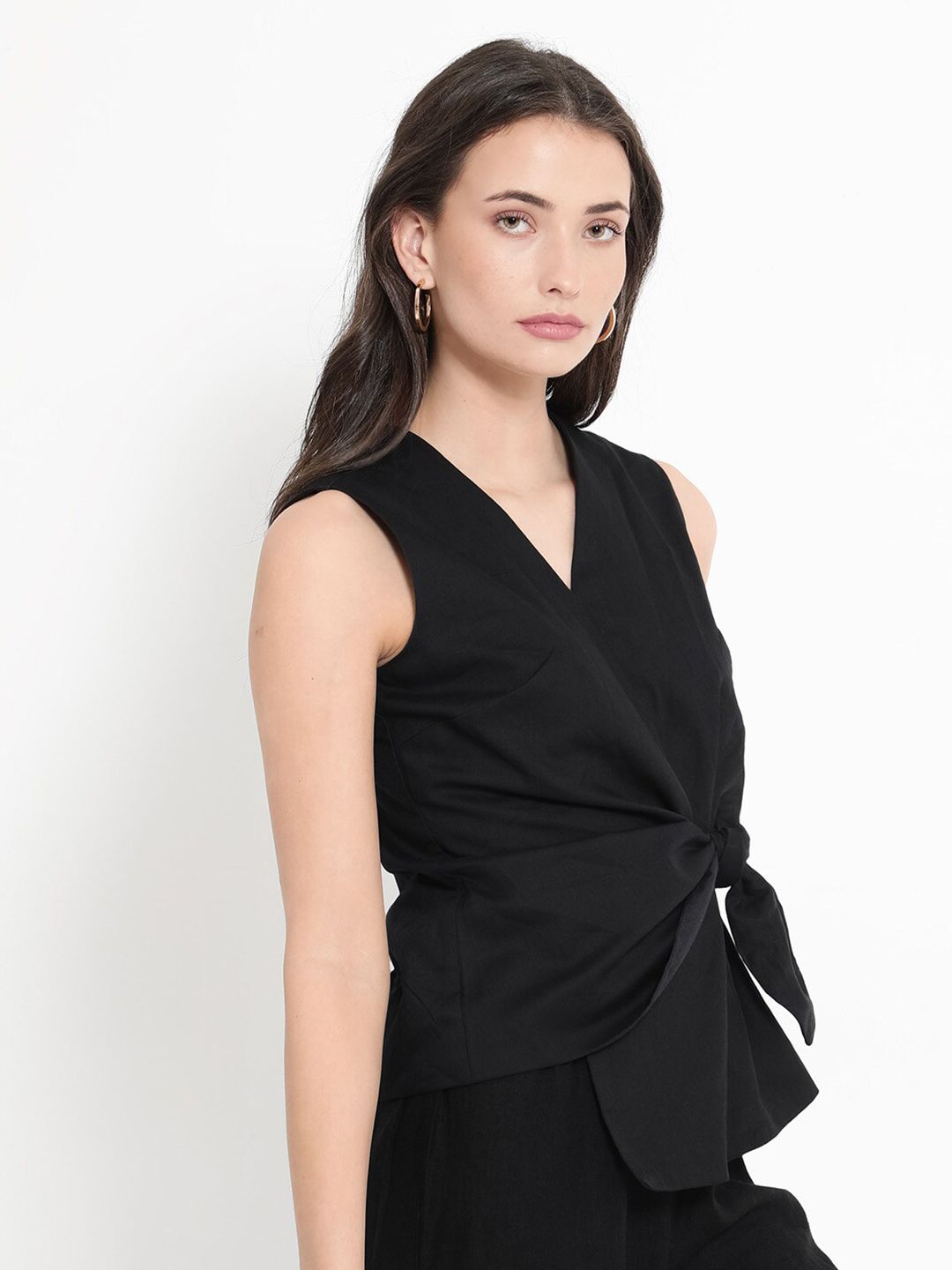 RAREISM Minato V-Neck Tie-Ups Cotton Wrap Top