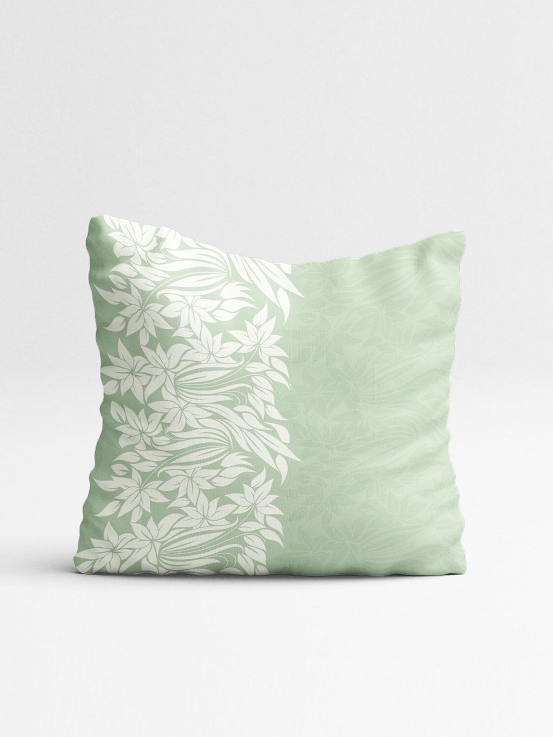 STITCHNEST Teal & Peach-Coloured Set of 5 Floral Printed 16"X16" Square Cushion Covers