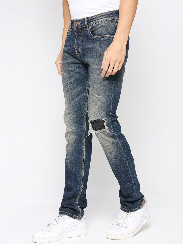 Being Human Men Slim Fit Mid-Rise Heavy Fade Medium Shade Mildly Distressed Jeans