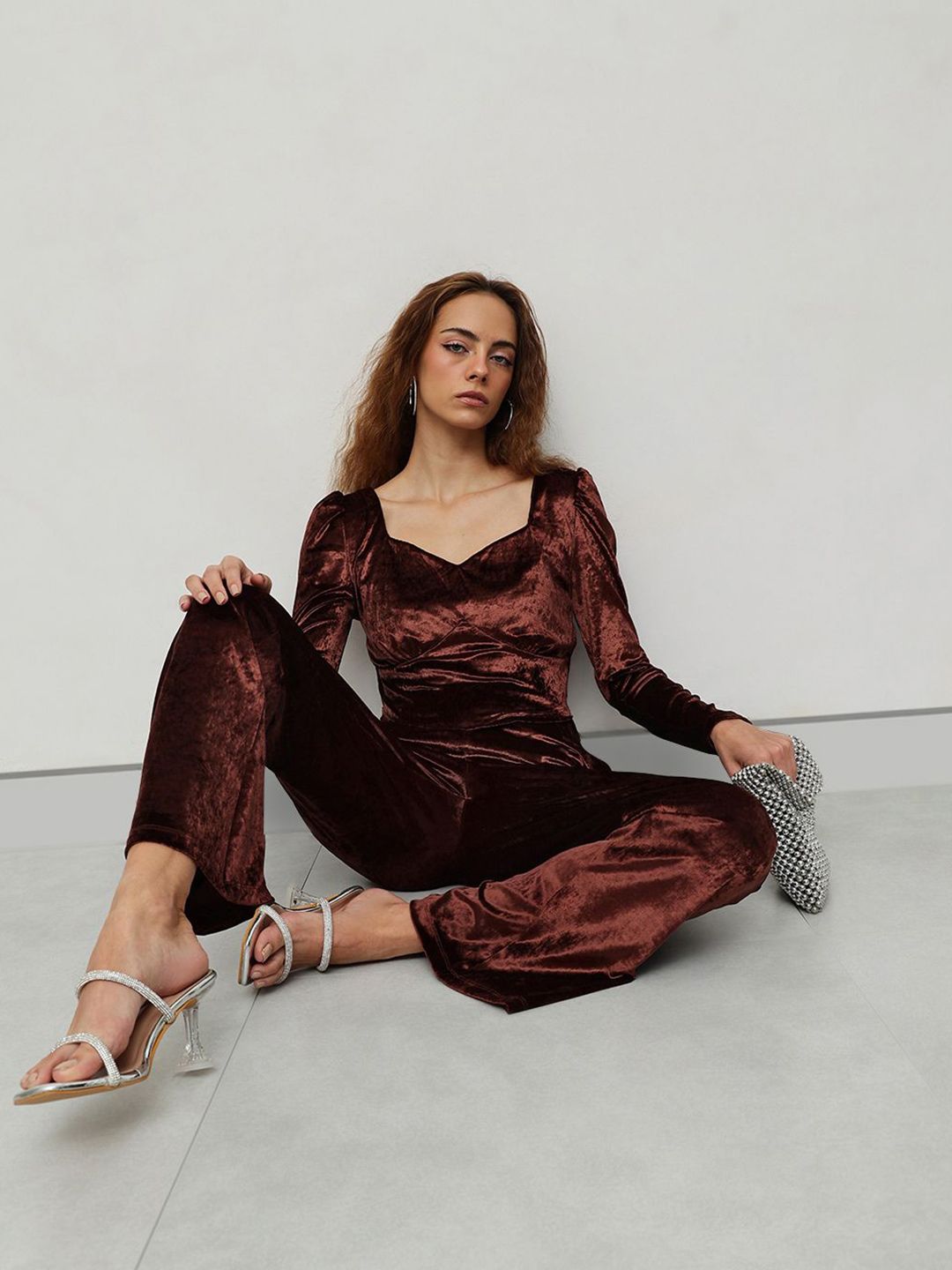 STREET 9 Animal Print Puff Sleeve Velvet Top