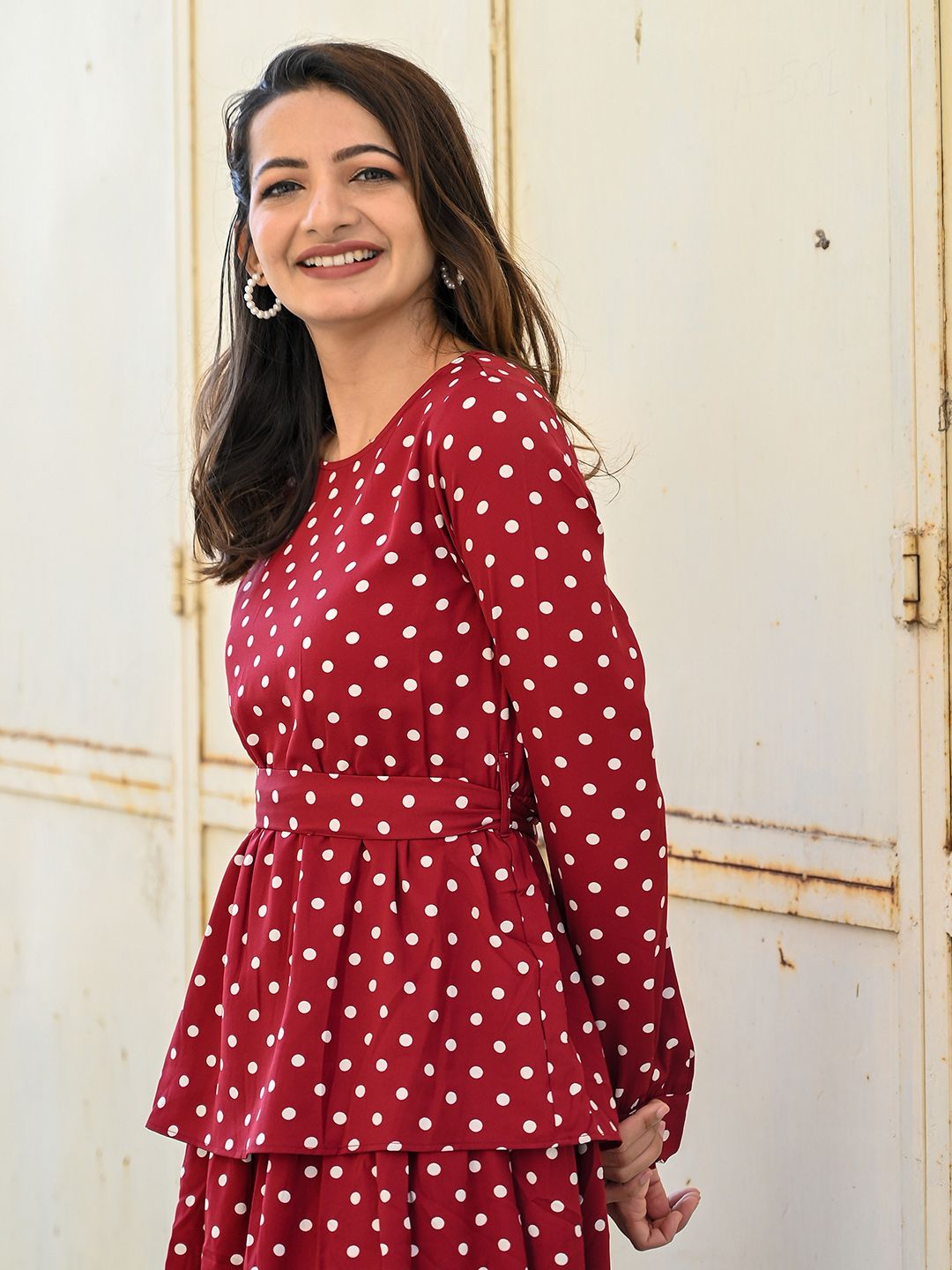 Berrylush Women Red Printed Fit and Flare Dress