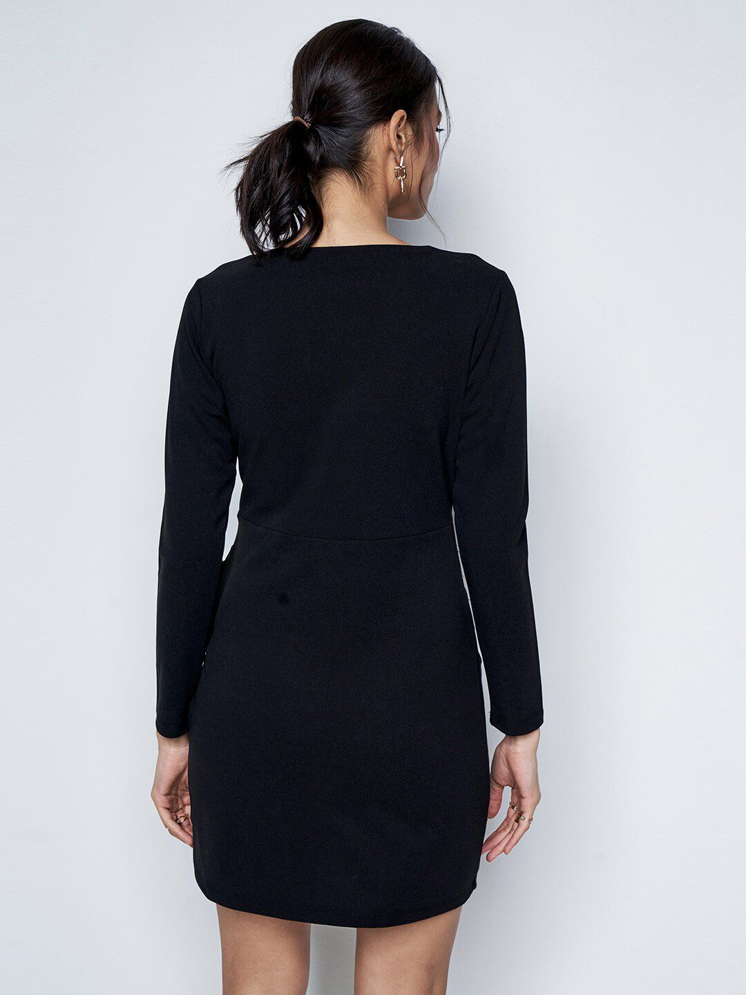 AND V-Neck Long Sleeves Wrap Dress