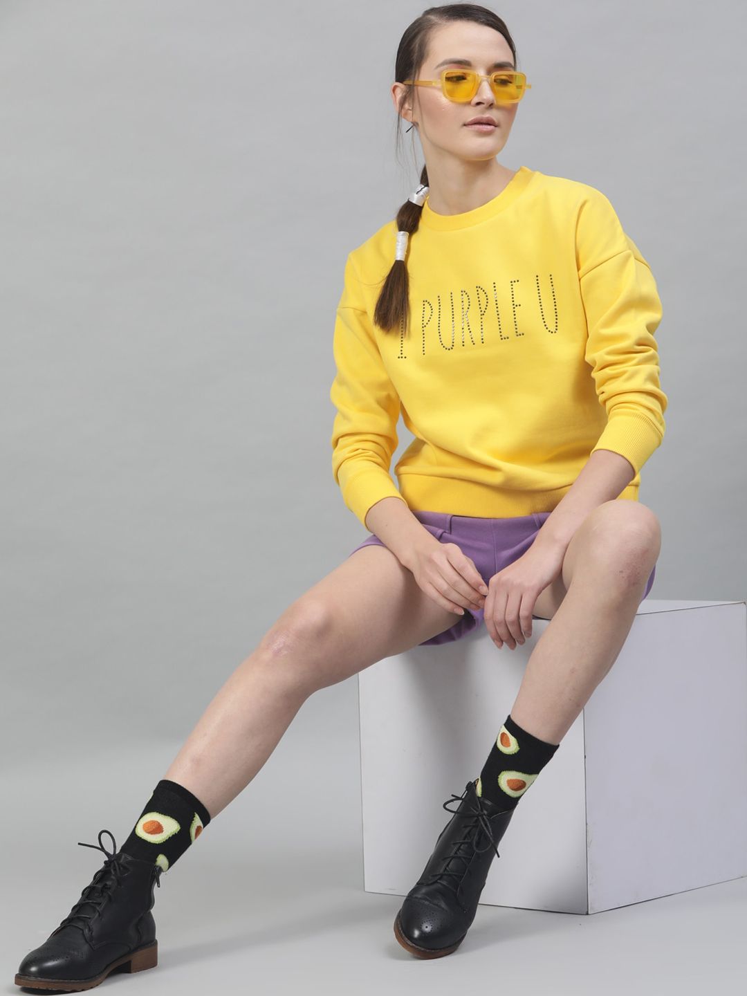 STREET 9 Women Yellow Embellished Sweatshirt