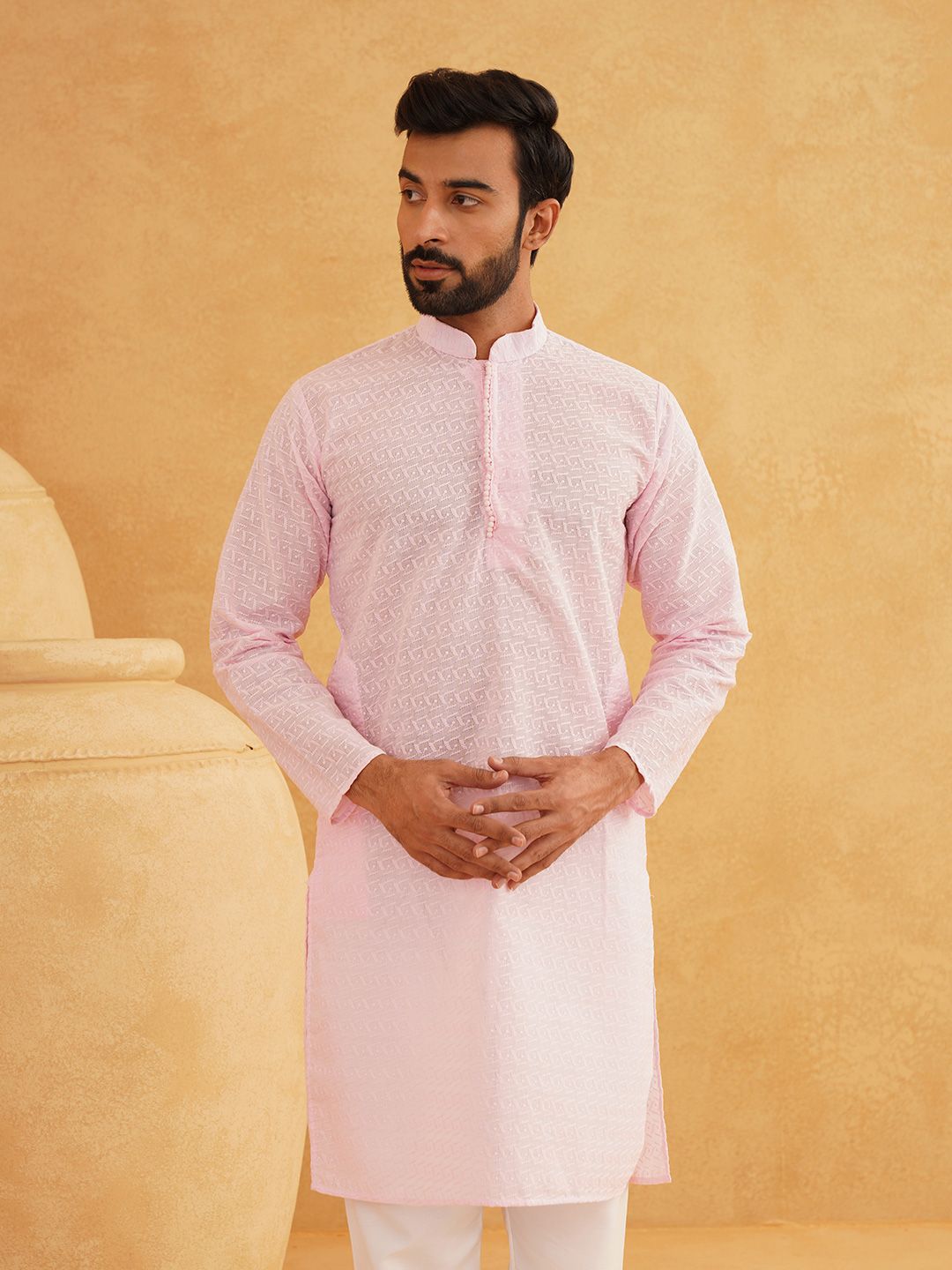 SOJANYA Geometric Embroidered Pure Cotton Straight Kurta