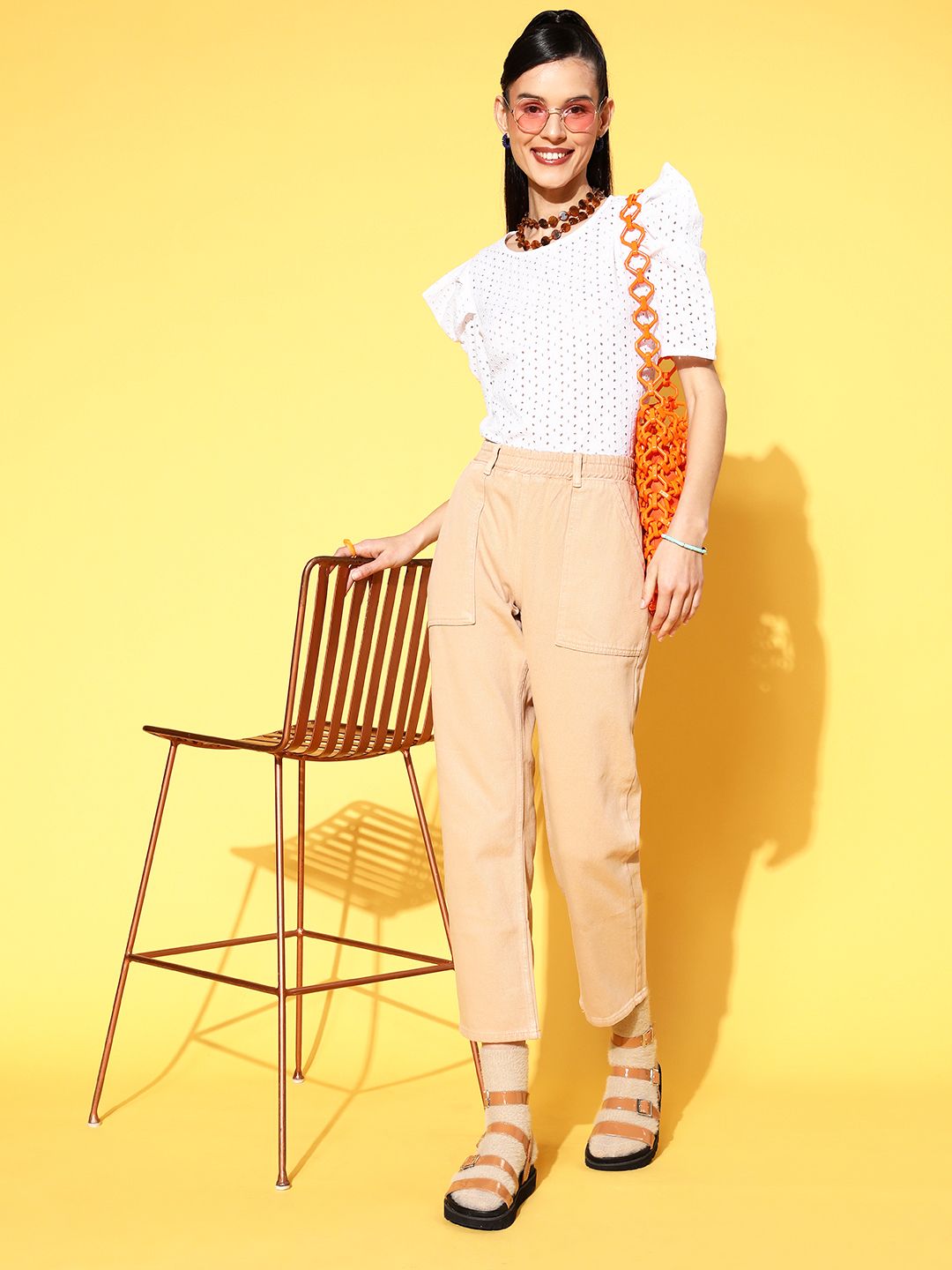 Berrylush White Power Shoulder Top
