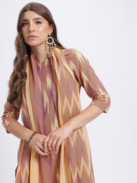 Anouk Women Ikat Printed Pure Cotton Kurta with Trousers & Dupatta