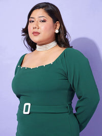SASSAFRAS Curve Plus Size Sheath Midi Dress