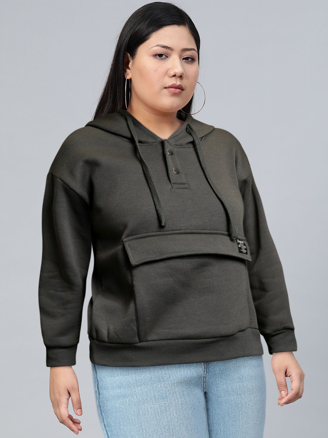 Tokyo Talkies Grey Relaxed Fit Hooded Sweatshirt