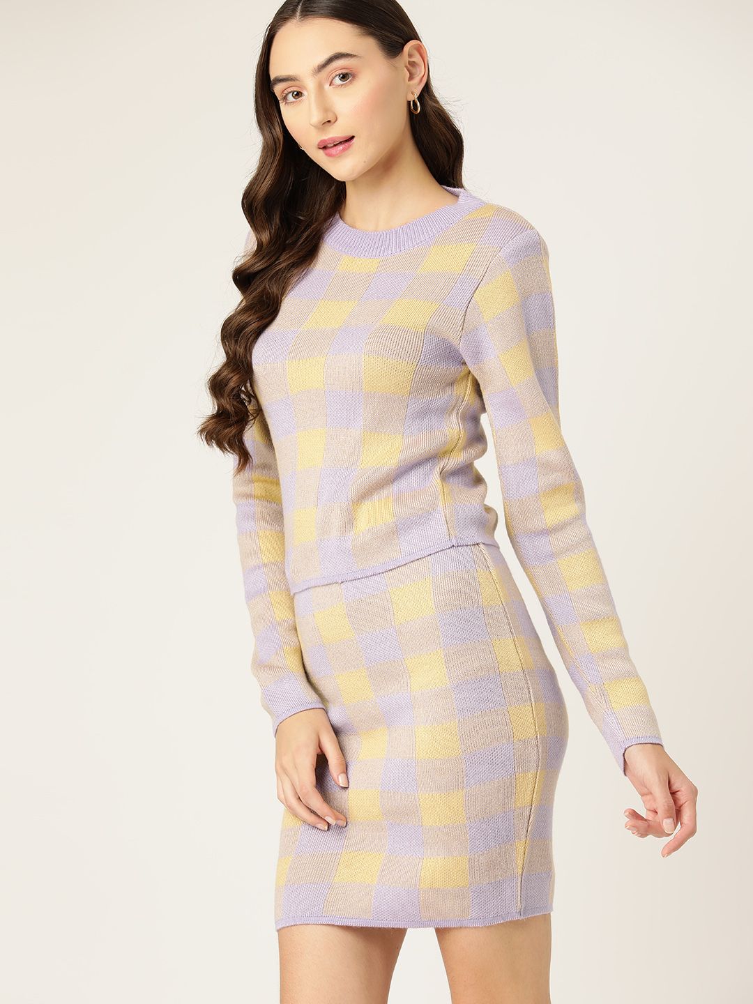 DressBerry Checked Acrylic Winter Co-Ords