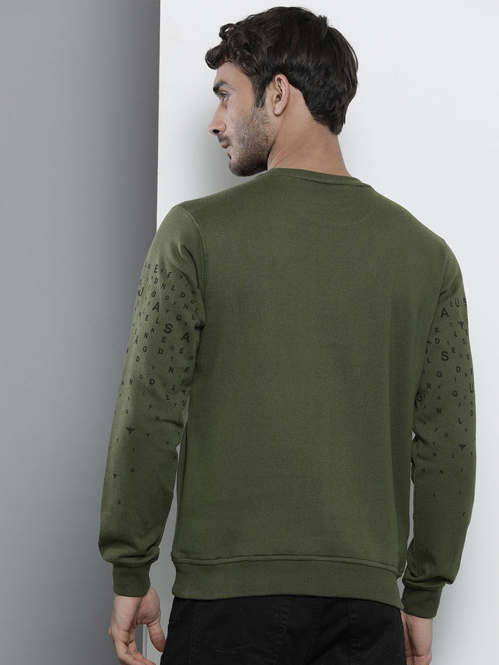 The Indian Garage Co Men Olive Green Printed Sweatshirt