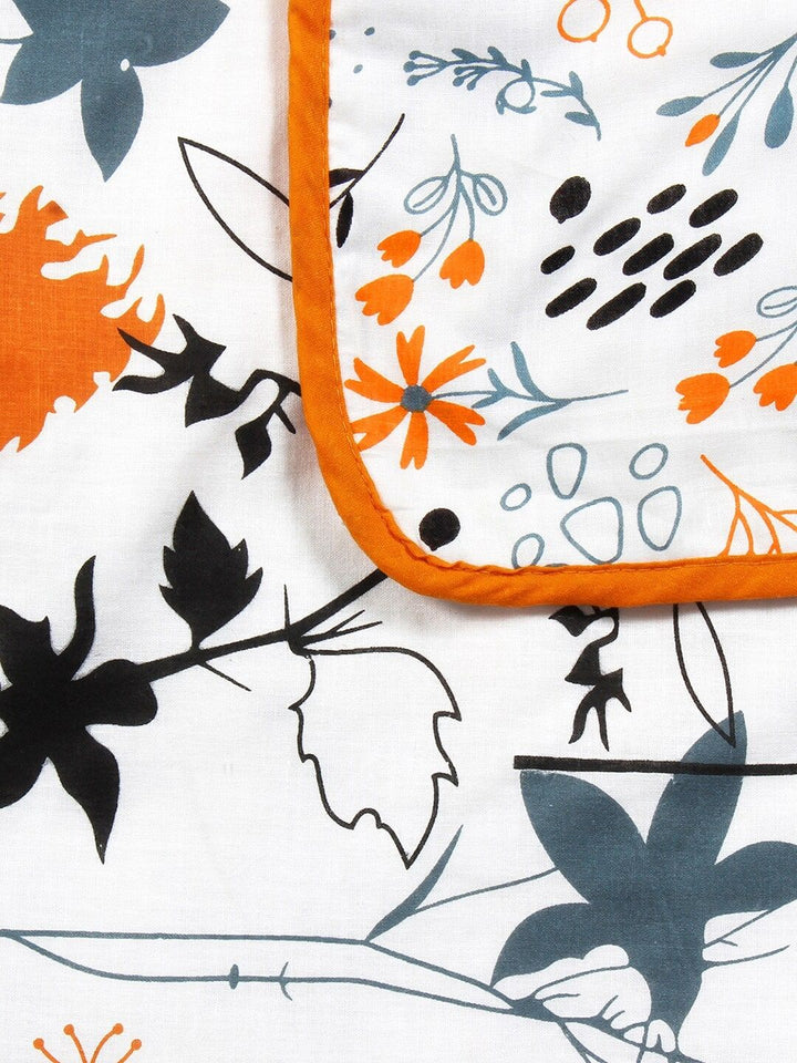 Story@home White & Grey Floral AC Room 150 GSM Double Bed Dohar
