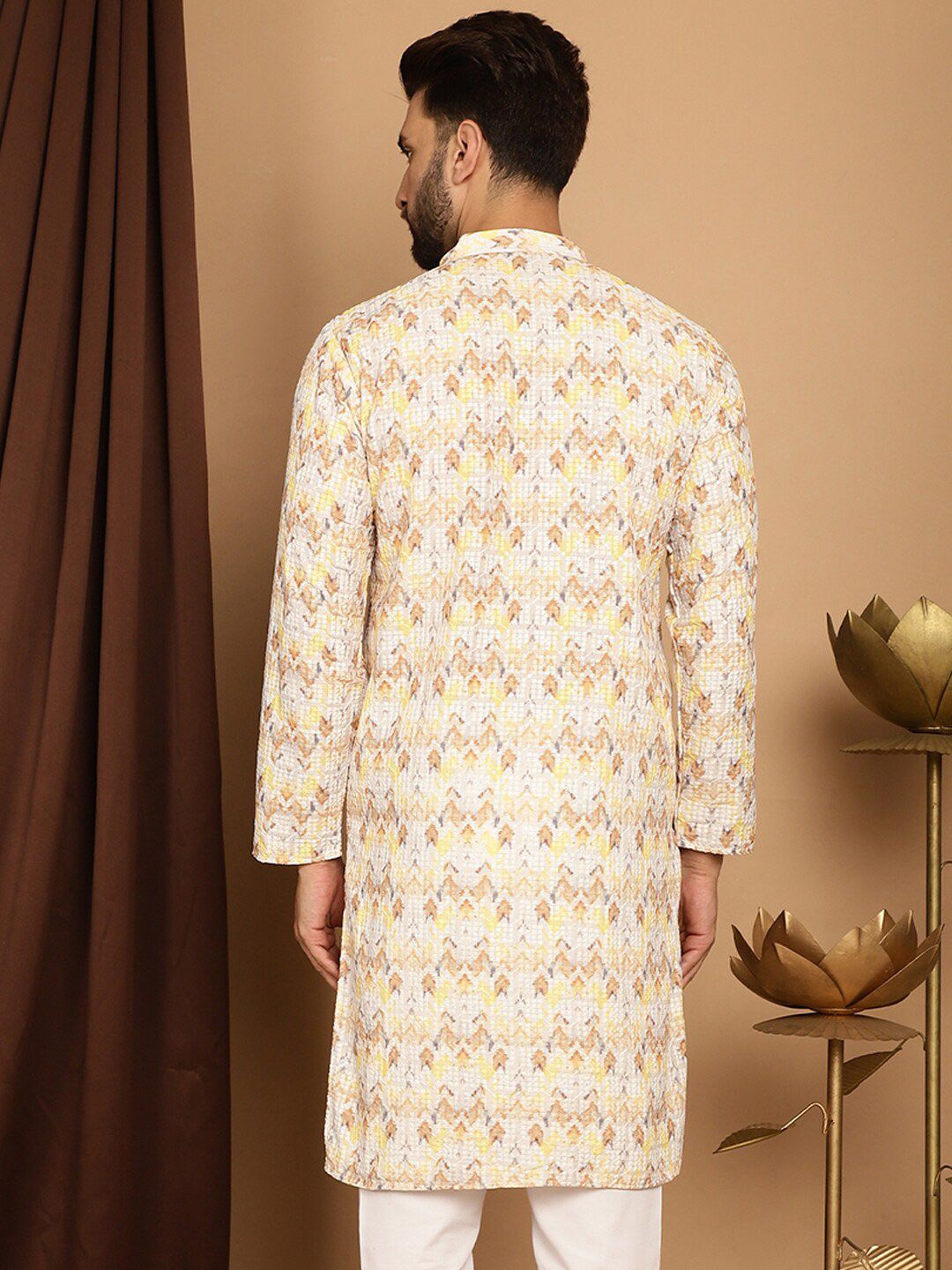 SOJANYA Ethnic Motifs Printed Embroidered Pure Cotton Straight Kurta
