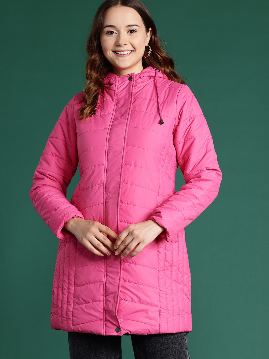 DressBerry Hooded Longline Padded Jacket