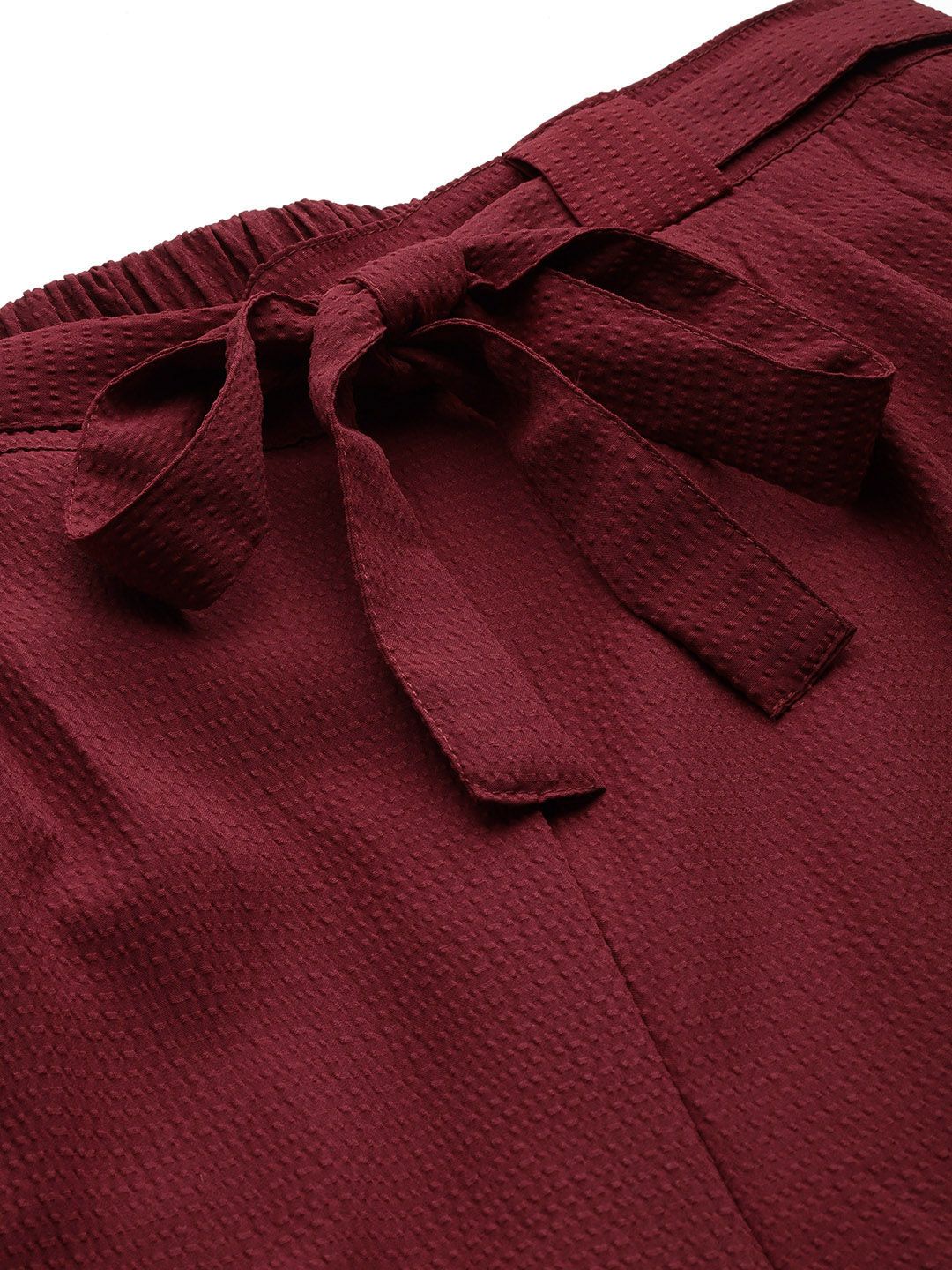 all about you Women Textured Pleated Trousers with Belt
