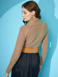 STREET 9 Self Design Turtle Neck Acrylic Pullover