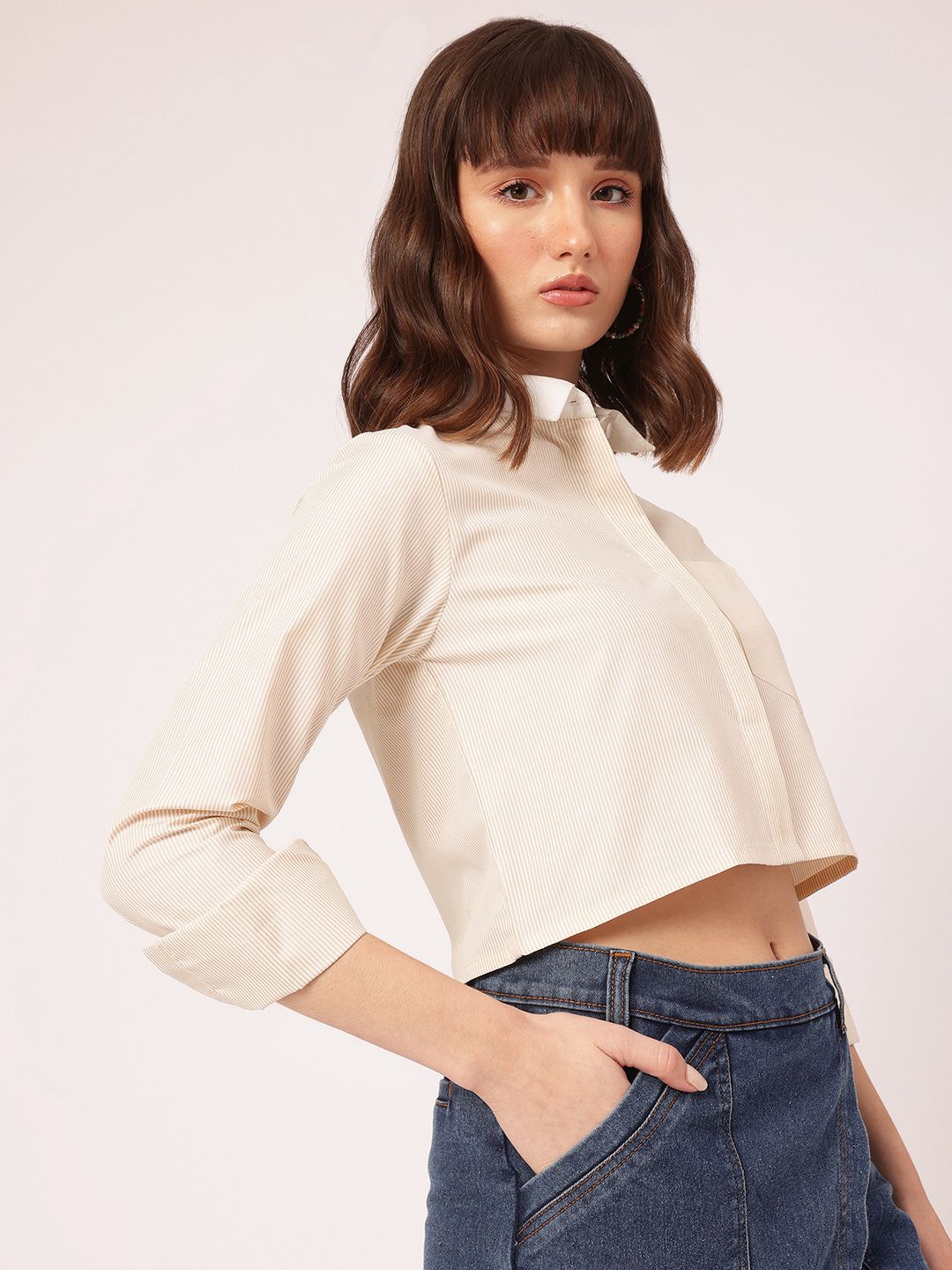 DressBerry K-Chic Pinstripes Crop Shirt
