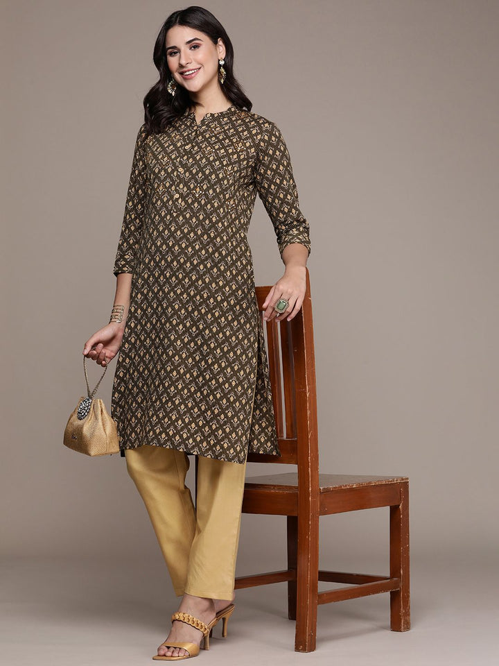 Anouk Women Ethnic Motifs Printed Regular Sequinned Pure Cotton Kurta with Trousers