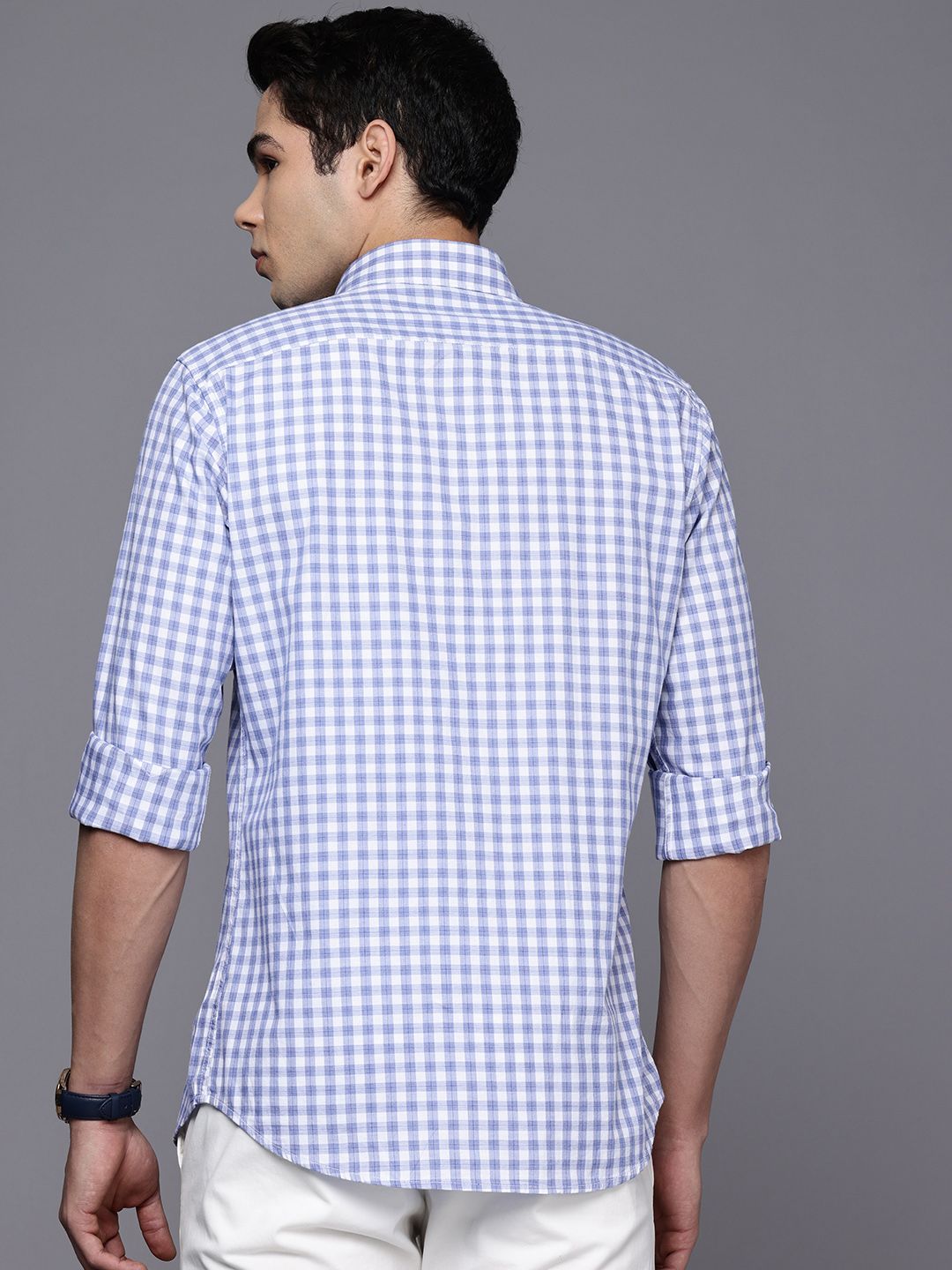 Raymond Pure Cotton Slim Fit Checked Casual Shirt