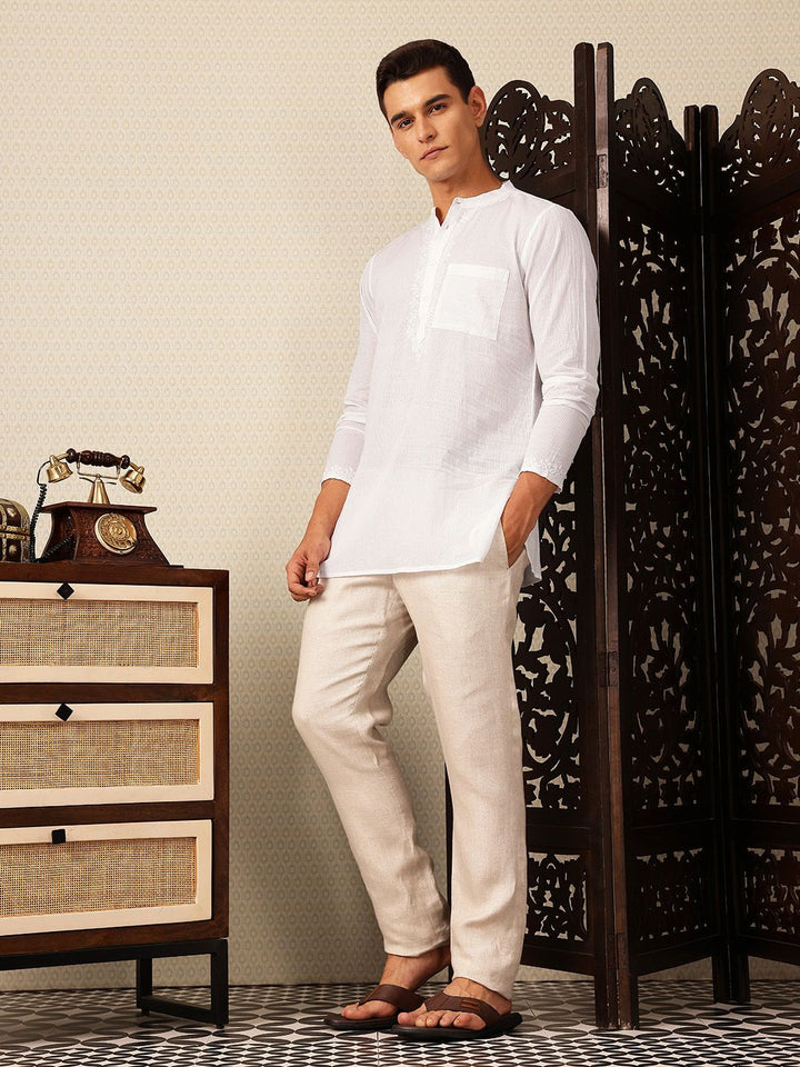 House of Pataudi Striped Pure Cotton Jashn Kurta