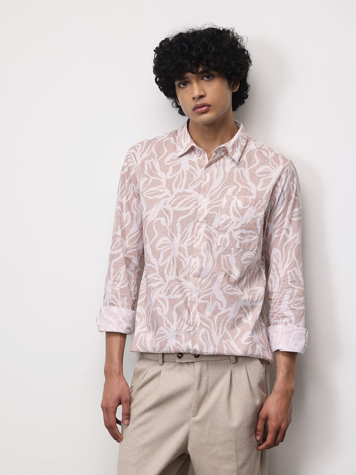 ether Floral Print Pure Cotton Longline Casual Shirt