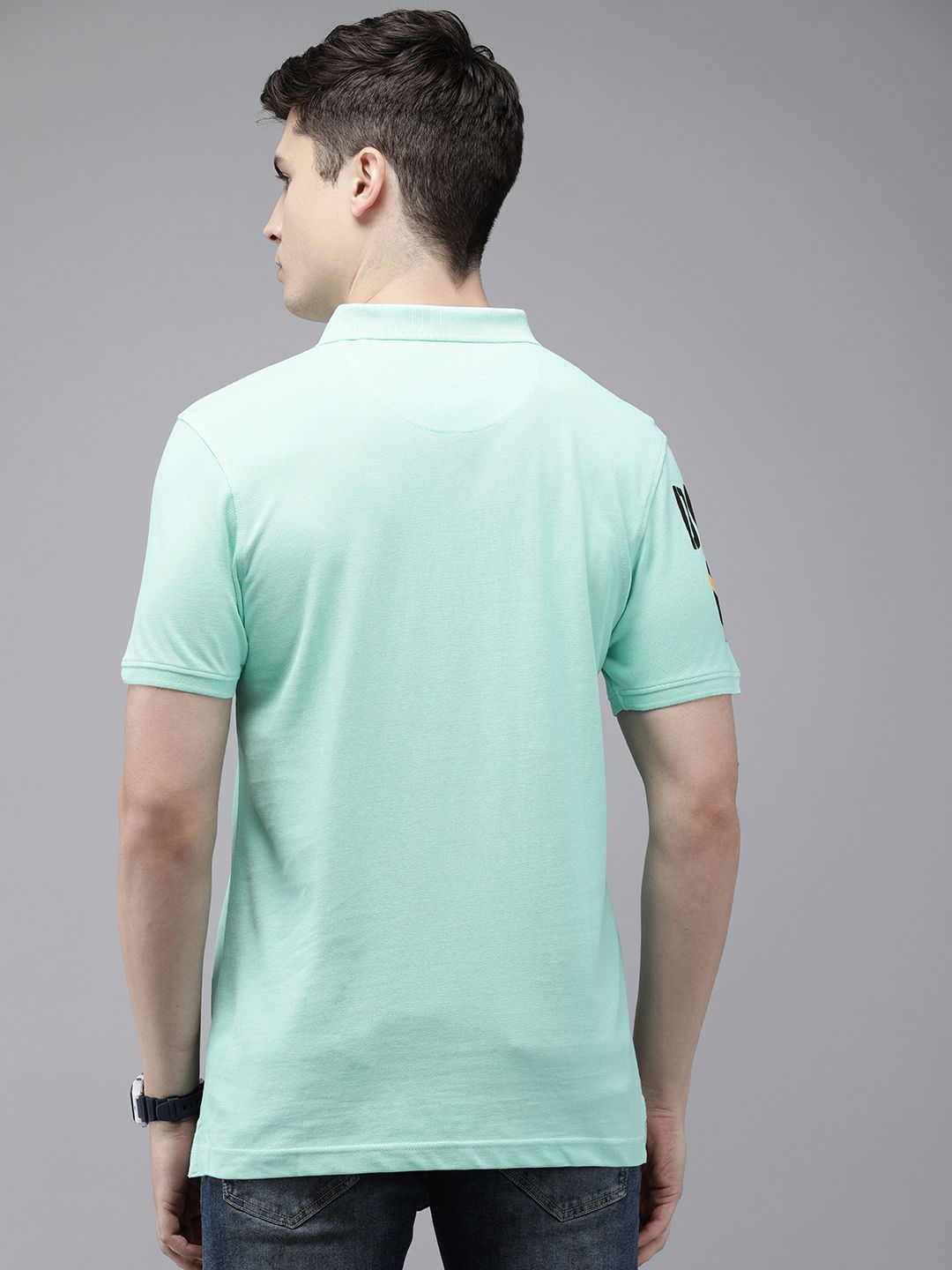 SPYKAR Typography Polo Collar Pure Cotton Slim Fit T-shirt