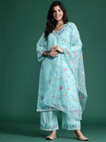 Indo Era Floral Embroidered Thread Work Kurta with Trousers & With Dupatta