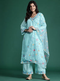 Indo Era Floral Embroidered Thread Work Kurta with Trousers & With Dupatta