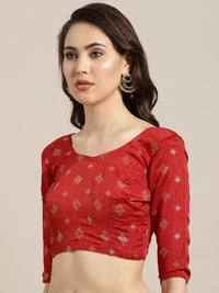 Saree mall Off-White & Maroon Solid Kasavu Saree