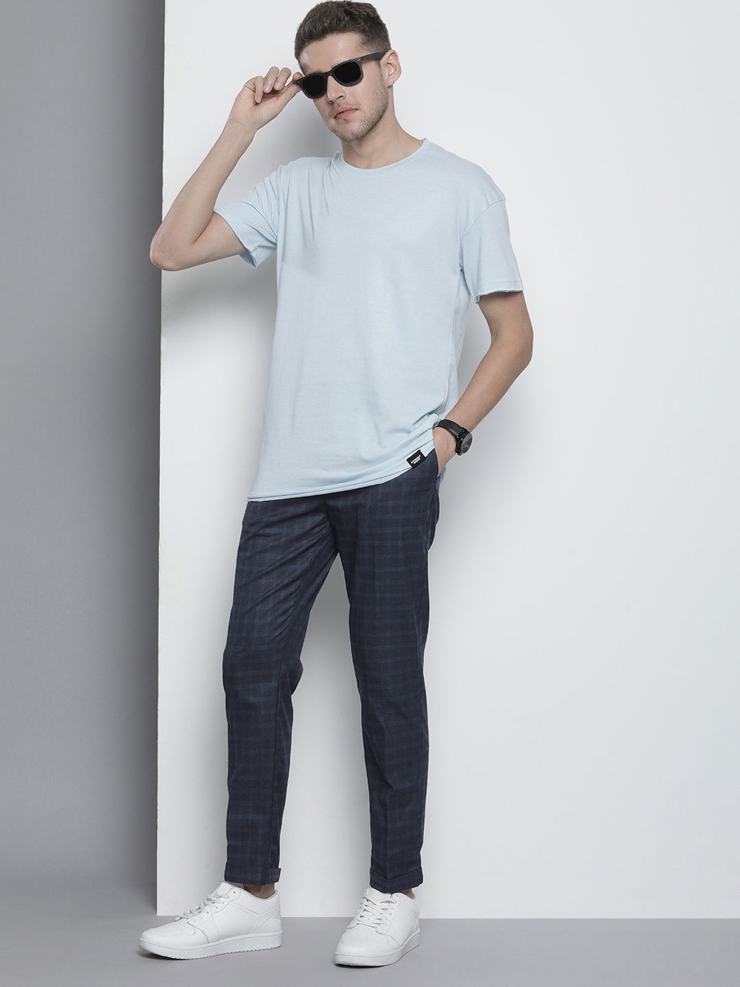 The Indian Garage Co Self Design Regular Fit Chinos Trousers