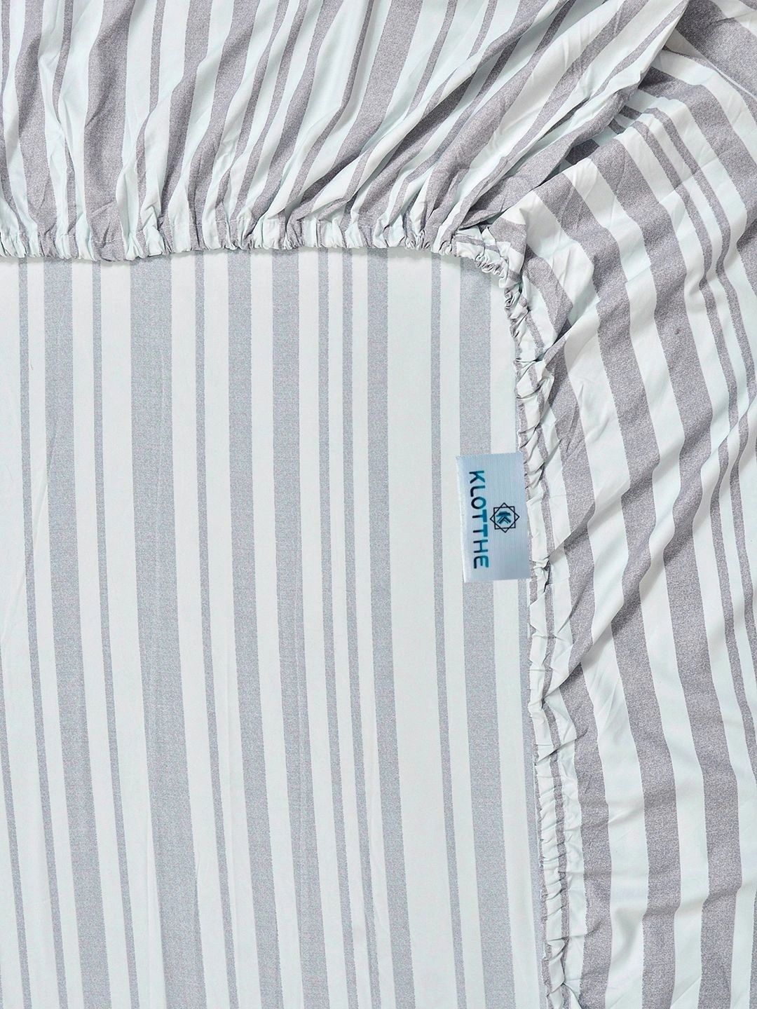Moda Rapido X KLOTTHE Grey & White Striped 300 TC Single Bedsheet with 1 Pillow Covers