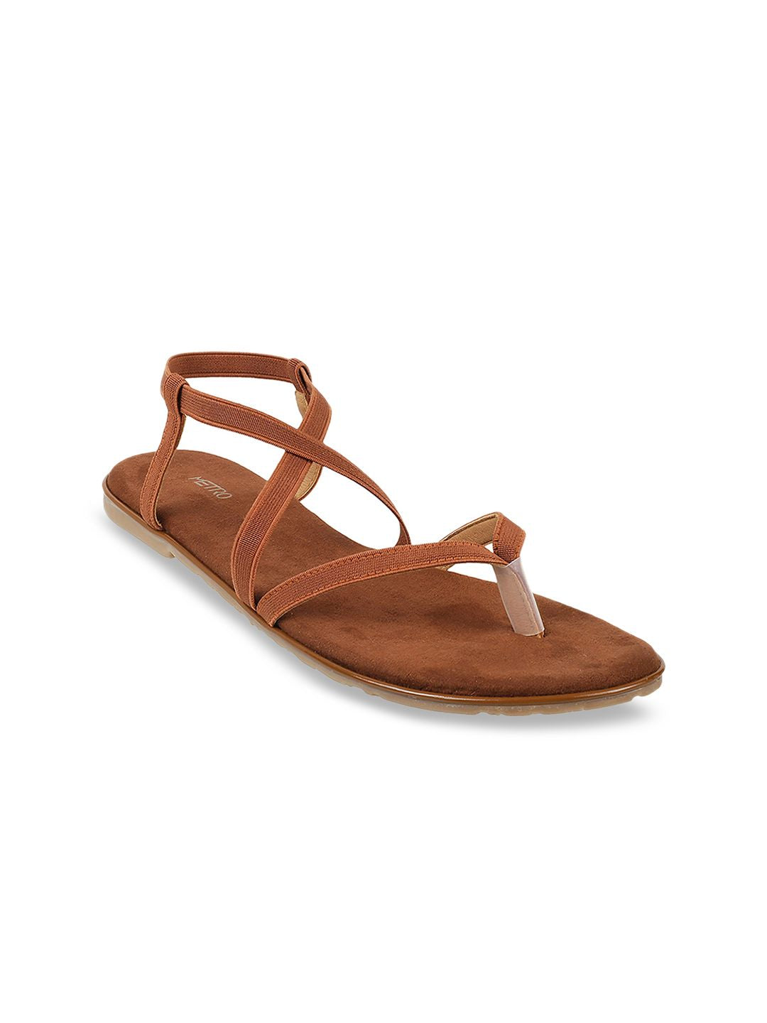 Metro Women Brown Solid Open Toe Flats