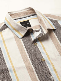 VASTRADO Men Classic Cutaway Collar Multi Striped Slim Fit Casual Shirt