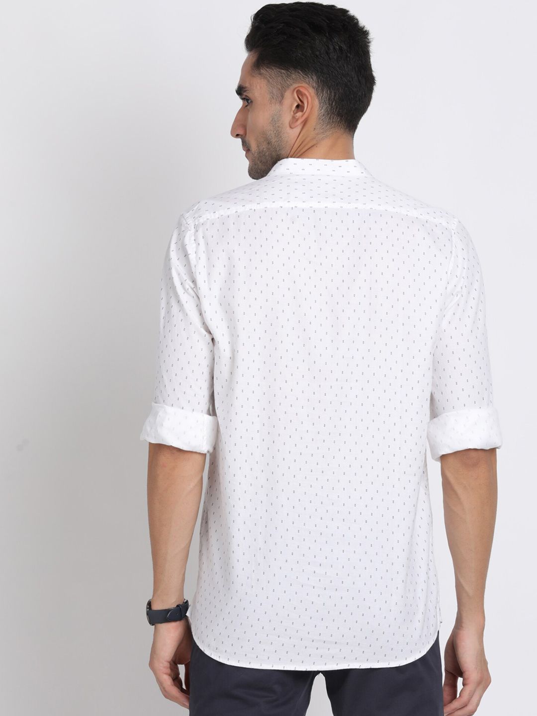 Turtle Geometric Printed Band Collar Pure Cotton Straight Kurta