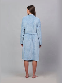 KLOTTHE Blue Wollen Long Sleeves Bath Robe With Belt