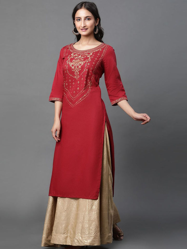 AURELIA Women Ethnic Motifs Yoke Design Thread Work Kurta