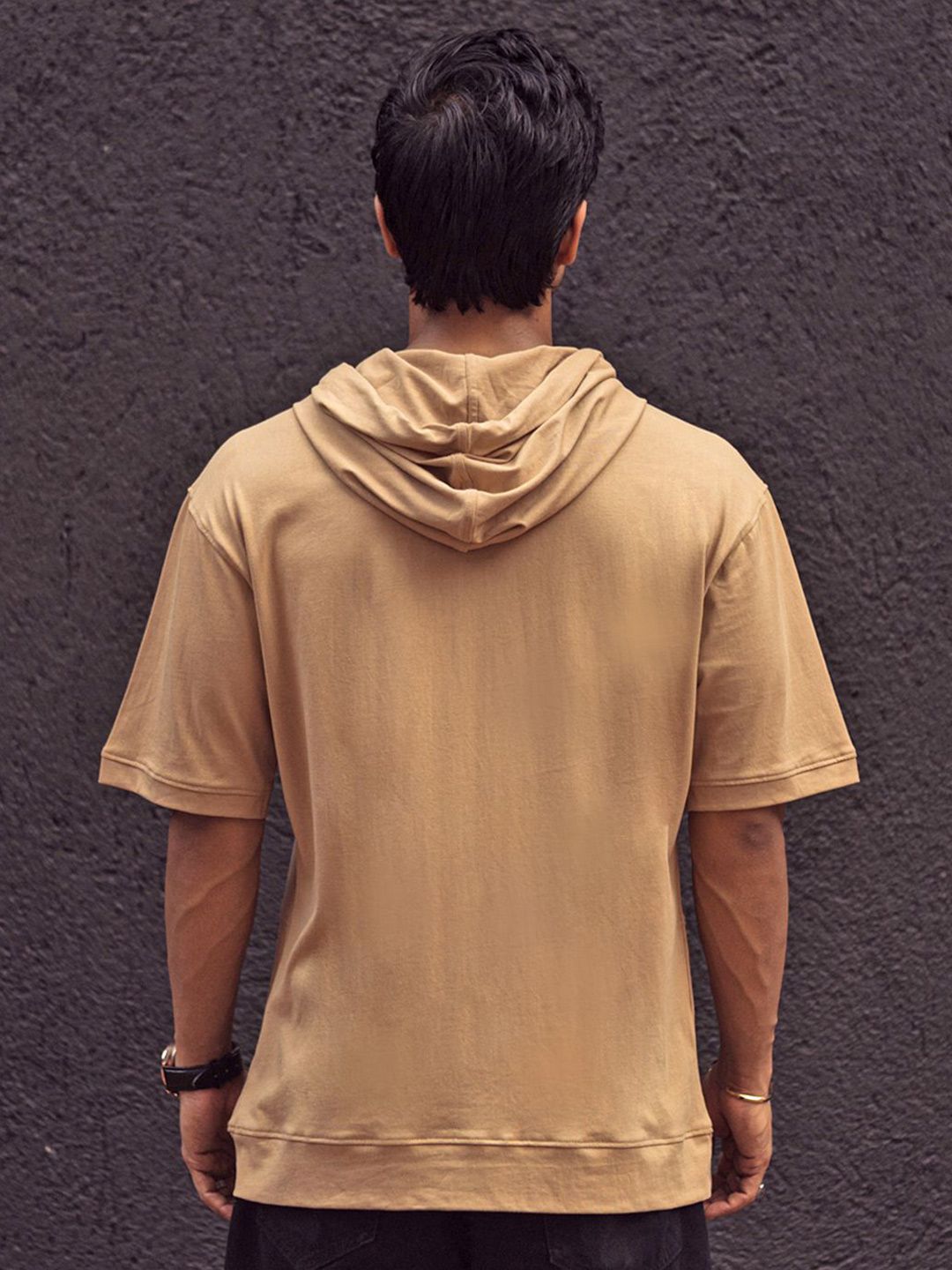 Powerlook Men Solid Hood Cotton Oversized T-Shirt