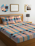 KLOTTHE Peach Geometric Polycotton 300 TC Dilengkapi Cadar King Halus dengan 2 Sarung Bantal-98 x 87 inci