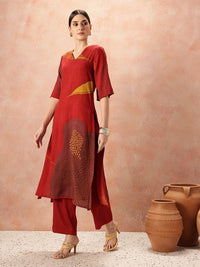 all about you Printed Regular Kurta & Trousers