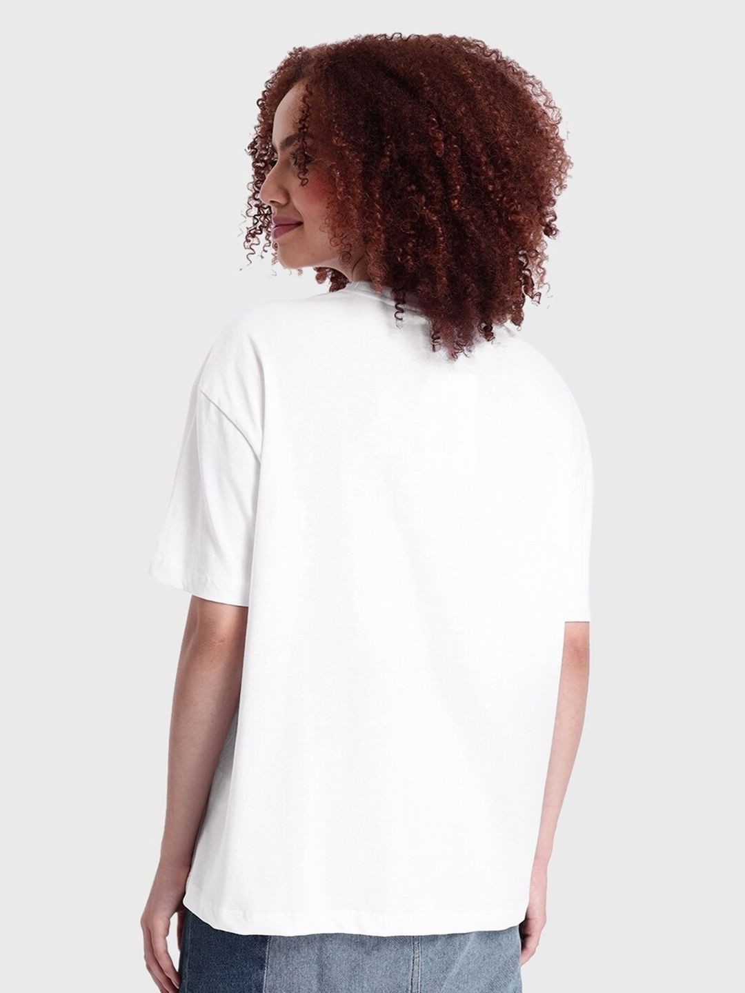 Bewakoof Printed Cotton Round Neck Oversized Casual T-shirt