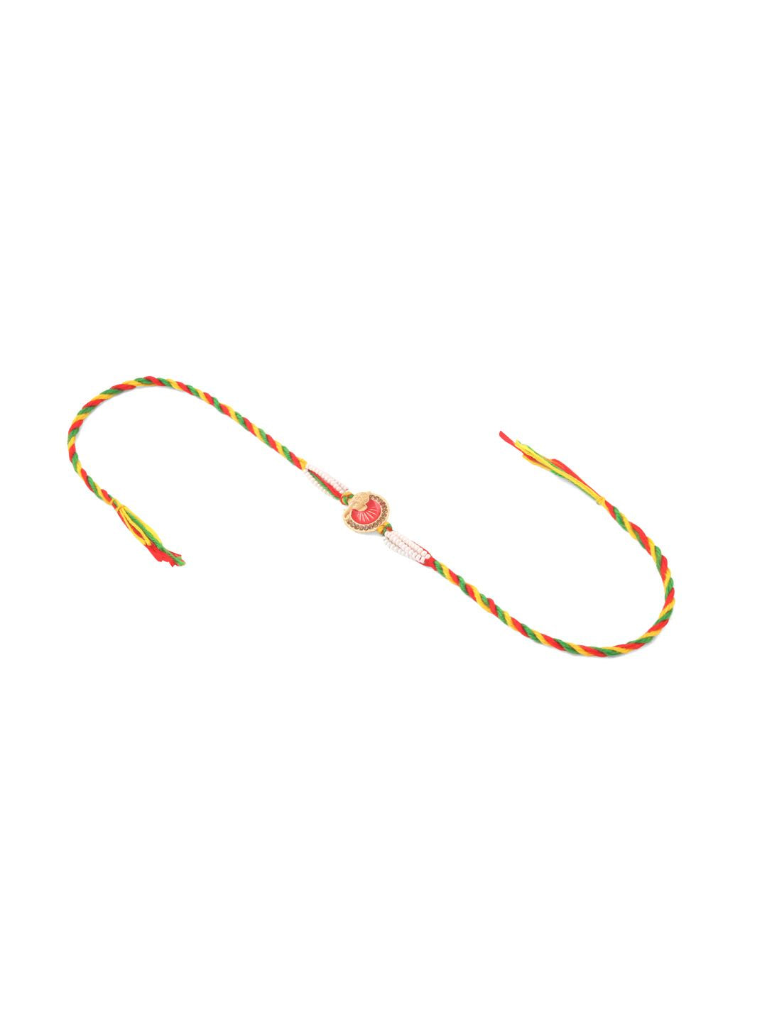 NVR Unisex Set of 2 Religious Multicolor Artificial Stones Thread Rakhi With Roli Chawal