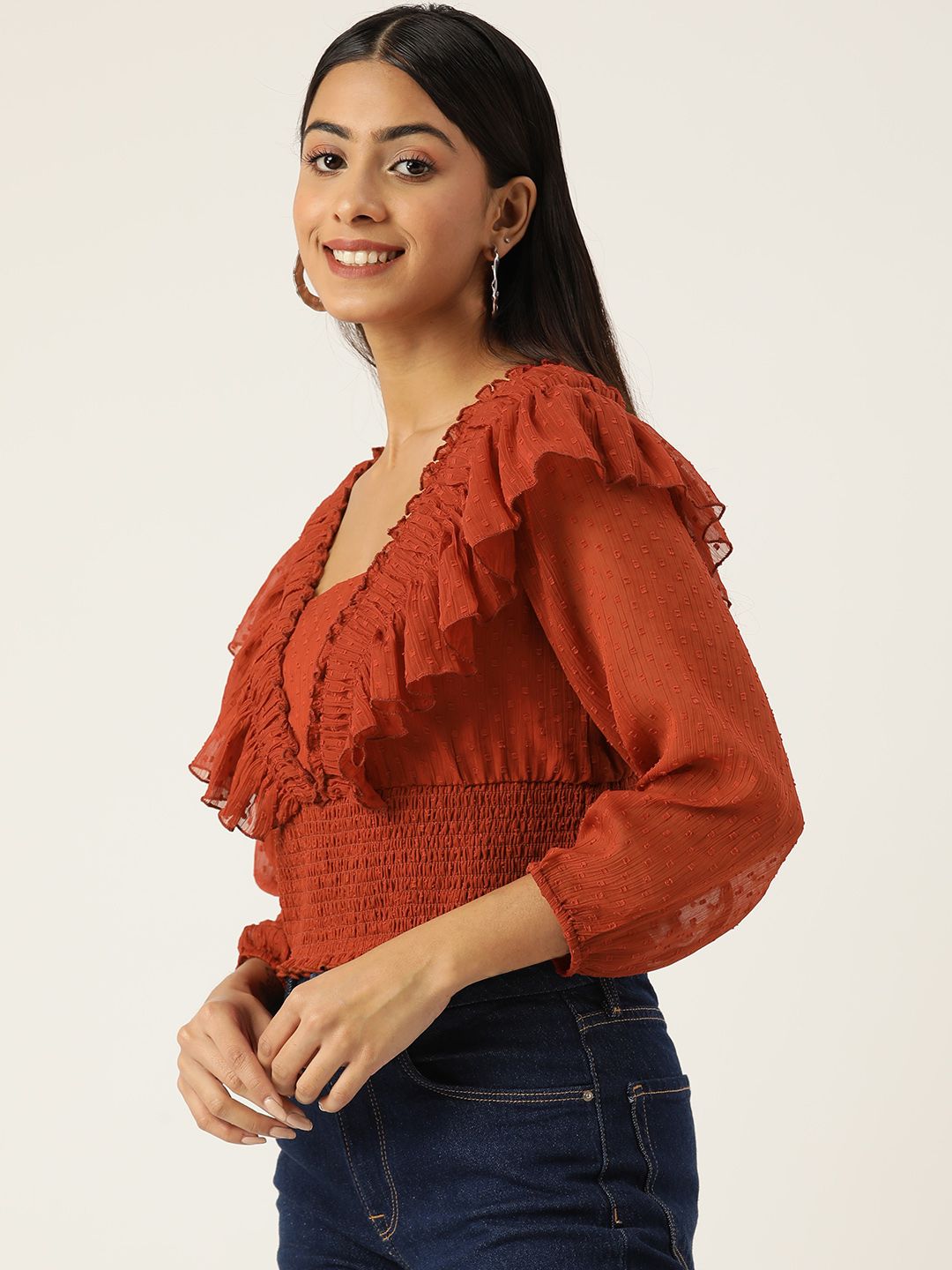 Antheaa Woman Frilled Crop Top