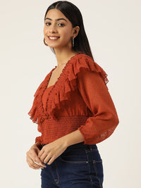 Antheaa Woman Frilled Crop Top