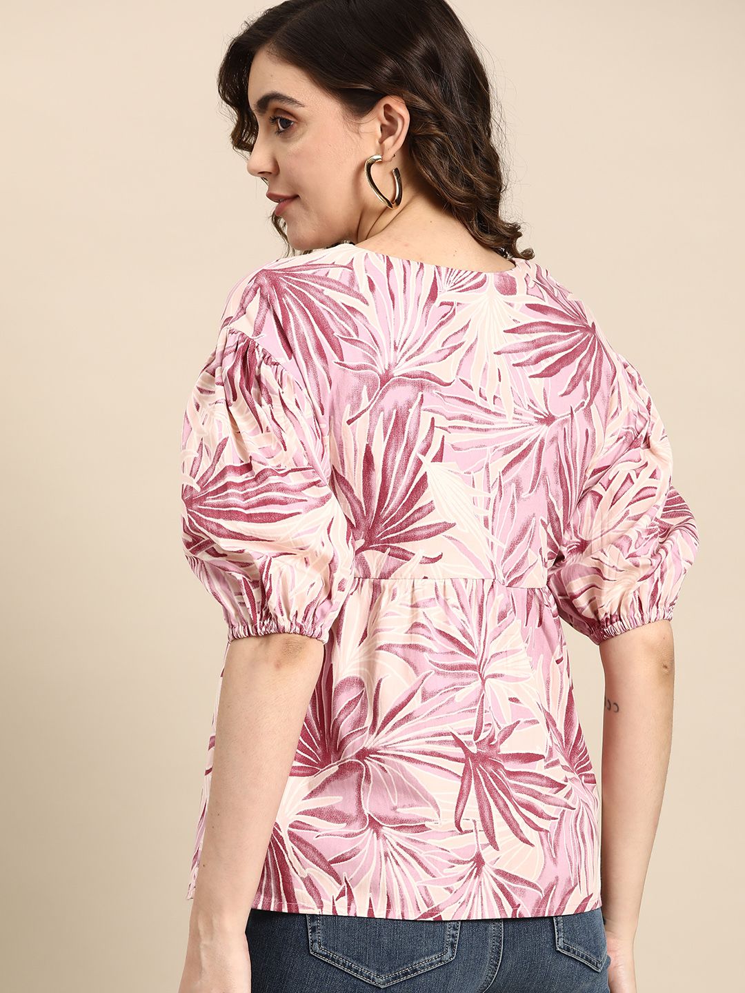 all about you Floral Print Puff Sleeves Cotton Top