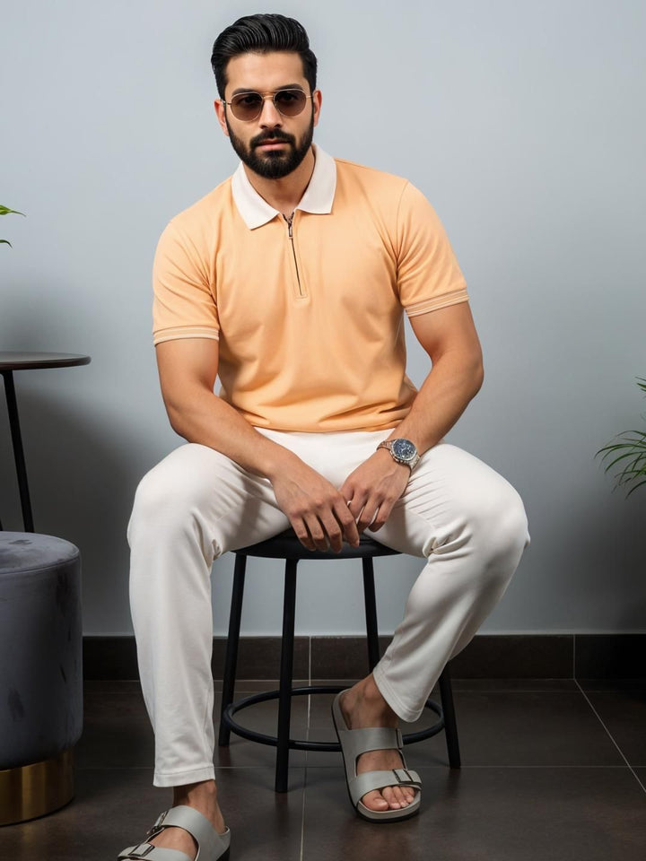 ADRO Men Peach Cotton Tshirts
