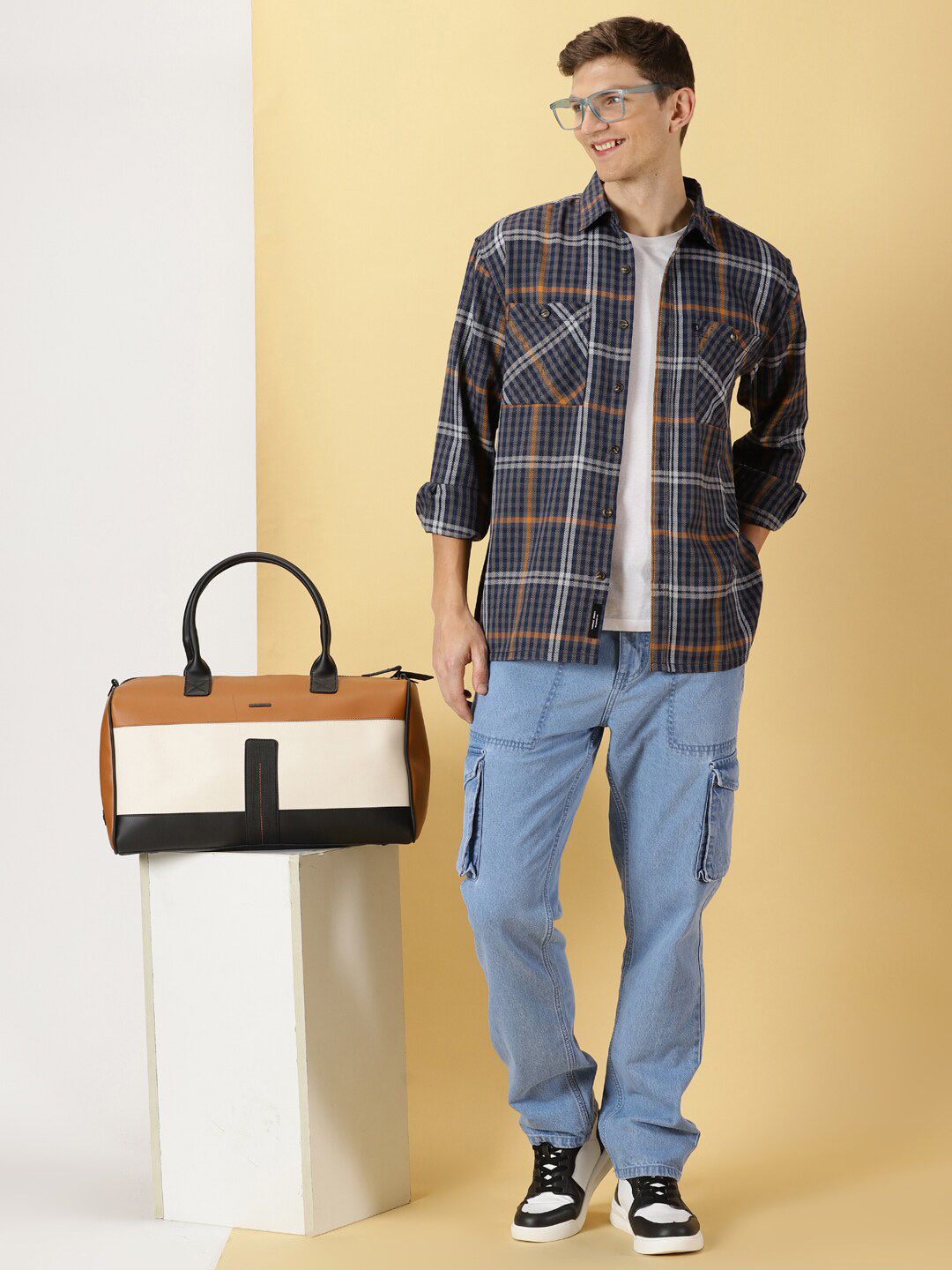 Thomas Scott Smart Tartan Checks Opaque Oversized Casual Shirt