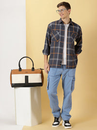 Thomas Scott Smart Tartan Checks Opaque Oversized Casual Shirt